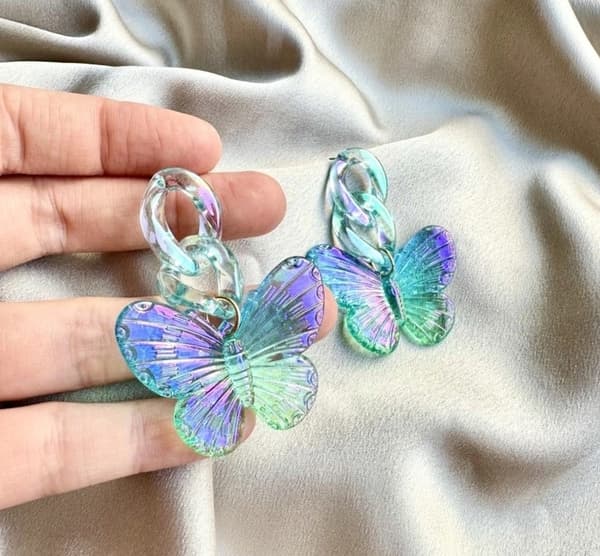 Agélii Fashion - Iridescent butterfly earrings - multiple colors