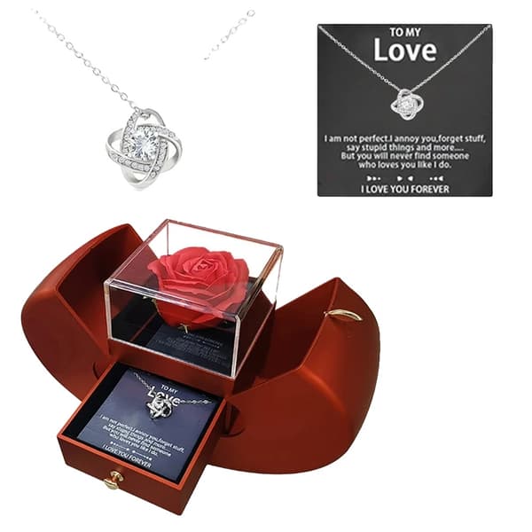 Valentinsdag gave, bevaret rose, elegant halskæde,C