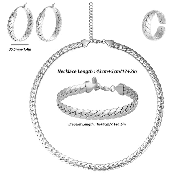 925 Sterling Smyckeset, Justerbar Halsband, Hypoallergenisk Design,silver