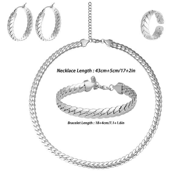 925 Sterling Smyckeset, Justerbar Halsband, Hypoallergenisk Design,silver