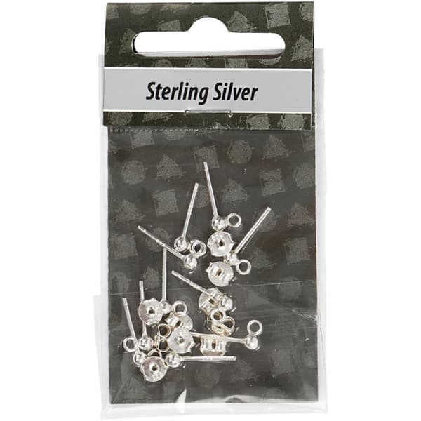 Öronstickare Kula - L: 13 mm - Sterlingsilver - 10 st
