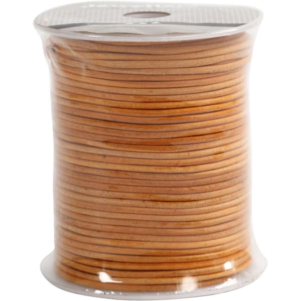 Lädersnöre - Tjocklek 2 mm - Natur - 50 m