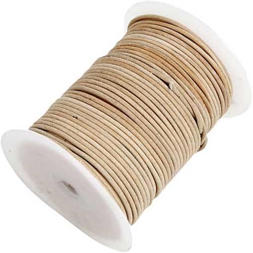 Lädersnöre - Tjocklek 2 mm - Natur - 50 m
