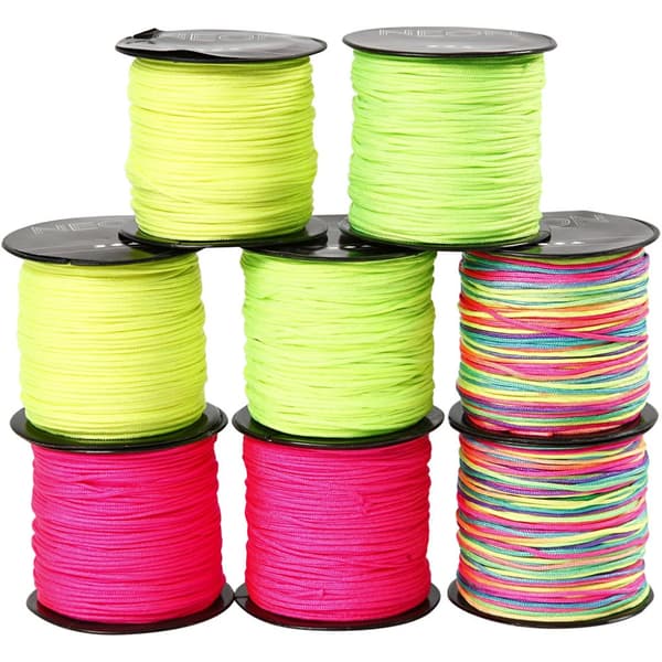 Knytsnöre - 1 mm - Neonfärger - 8 st x 28 meter