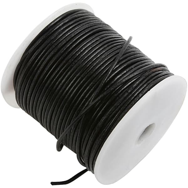 Lädersnöre - Tjocklek 2 mm - Svart - 50 m