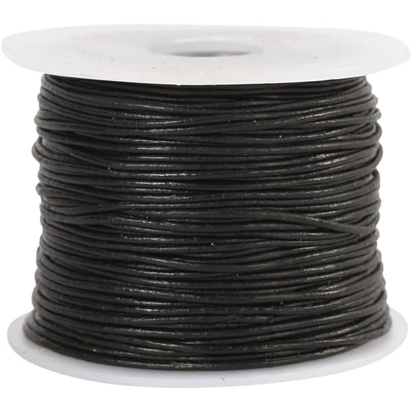 Lädersnöre - Tjocklek 1 mm - Svart - 50 m