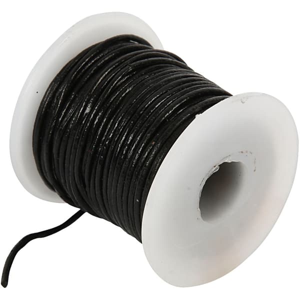 Lädersnöre - Tjocklek 1 mm - Svart - 10 m