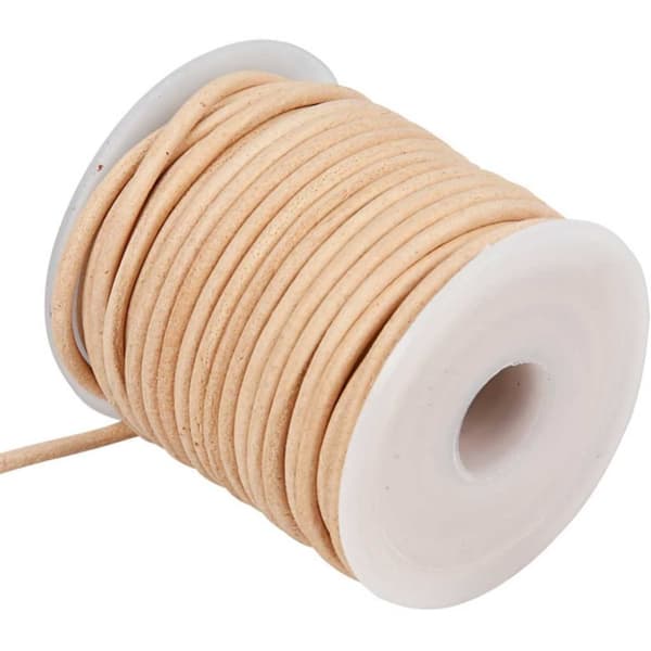 Lädersnören - Tjocklek 2 mm - Natur - 10 meter