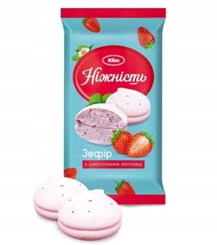 Mansikka vaahtokarkkeja mansikkapaloilla TENDERNESS 240g KLIM