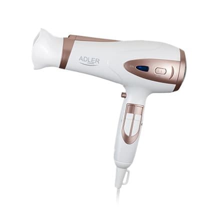 Adler | Hair Dryer | AD 2248 | 2400 W | Number of temperature settings 3 | Ionic function | Diffuser nozzle | White Bronze, Hvid