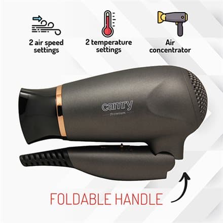 Camry CR 2261 hair dryer Metallic grey, Gold 1400 W