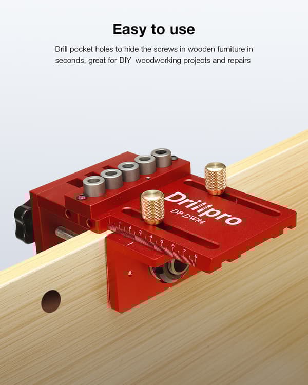3 i 1 justerbar träbearbetningsdubbing Jig Kit Fickhål Jig Borrguide Locator