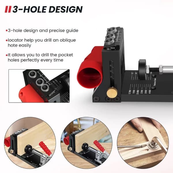 XK4S Pocket Hole Jig Aluminiumlegering Justerbar Träbearbetningshålslagare för DIY-snickarprojekt