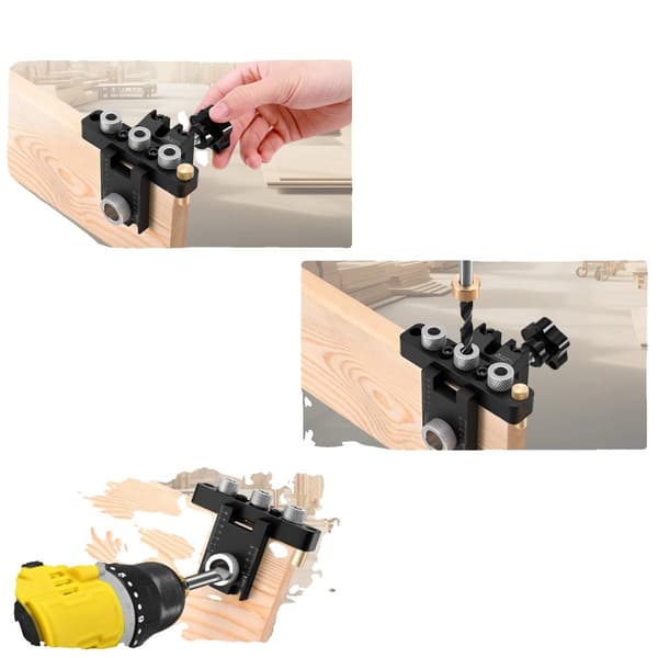 Træbearbejdnings Dowel Jig, Justerbar til 12-33mm Plader, Højstyrke Aluminiumlegering,sort