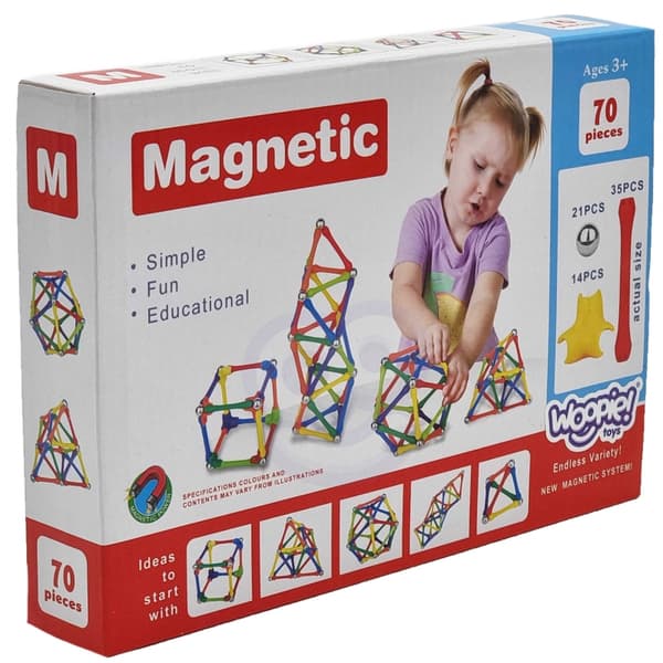 WOOPIE Magnetiske byggeklodser Kreativt puslespil – 70 brikker