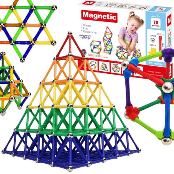 WOOPIE Magnetiske byggeklodser Kreativt puslespil – 70 brikker
