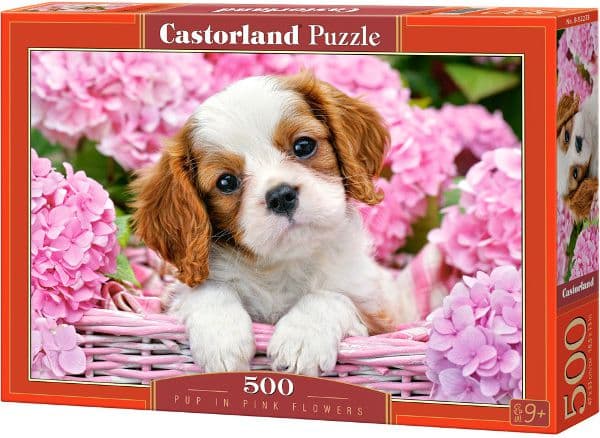 Castorland Pup in pink flowers 500 pcs, 500 stykker, Fauna, 9 år