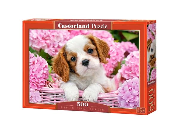 Castorland Pup in pink flowers 500 pcs, 500 stykker, Fauna, 9 år
