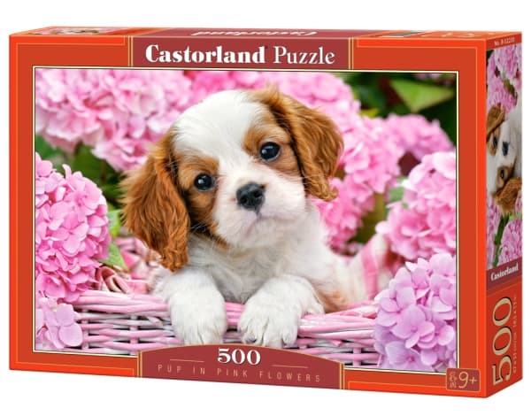 Castorland Pup in pink flowers 500 pcs, 500 stykker, Fauna, 9 år