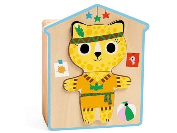 DJECO Puzzle Dressup mix, 6 styck, Djur, 2 År