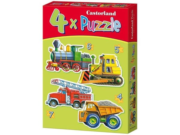 Castorland CSB04256 Premium Vehicles Jigsaw, 4 Puzzle Set, Multicolour
