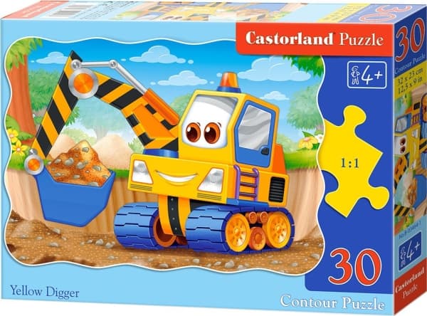 Castorland Yellow Digger 30 pcs, 30 styck, Tecknade serier, 4 År