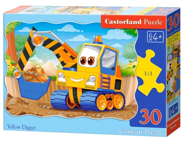 Castorland Yellow Digger 30 pcs, 30 styck, Tecknade serier, 4 År