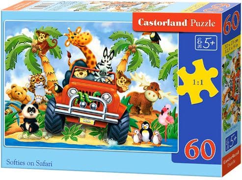Castorland Softies on Safari 60 pcs, 6 kpl, Sarjakuvat, 5 vuosi/vuosia