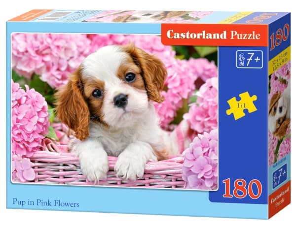 Castorland Pup in Pink Flowers 180 pcs, 180 kpl, Eläimistö, 7 vuosi/vuosia