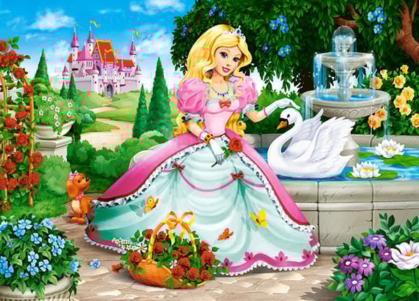 Castorland Princess with Swan 60 pcs, 60 styck, Tecknade serier, 5 År