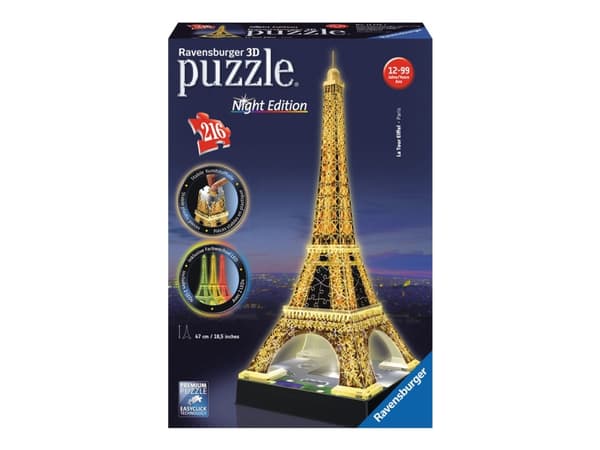 Ravensburger Night edition - Eiffel Tower Night Edition - 3D-pussel - 216 delar