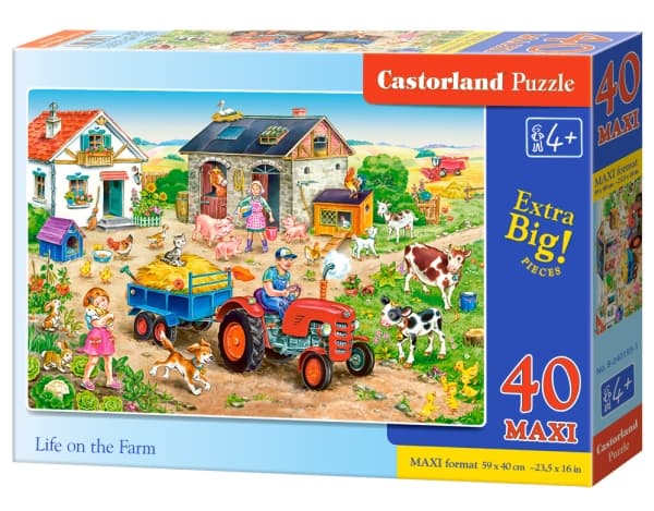 Castorland Life on the Farm 40 MAXI pcs, 40 styck, Tecknade serier, 4 År