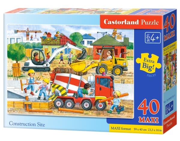 Castorland Construction Site 40 Maxi pcs, 40 styck, Tecknade serier, 4 År