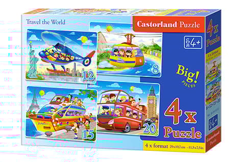 Castorland TRAVEL THE WORLD, 8 stykker, Kjøretøy, 4 år