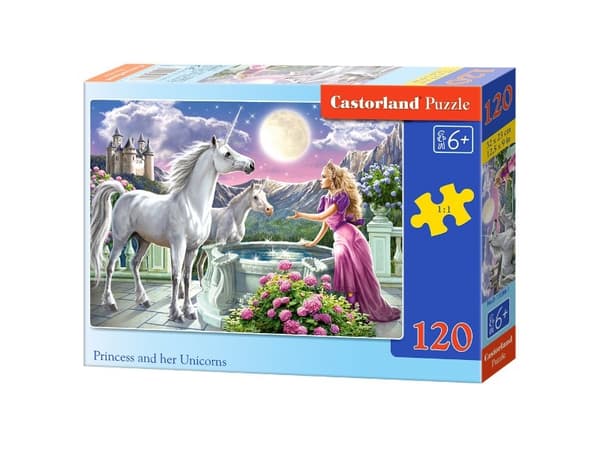Castorland Princess and her Unicorns 120 pcs, 120 styck, Tecknade serier, 6 År