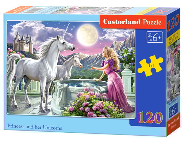 Castorland Princess and her Unicorns 120 pcs, 120 styck, Tecknade serier, 6 År