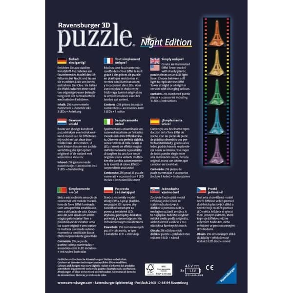 RAVENSBURGER Puzzle 3D Eiffel Tower Night Edition 216 st