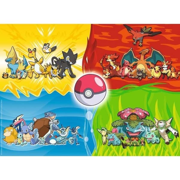 POKEMON Puzzle 150 st. Olika typer av Pokémon
