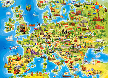 Castorland Map of Europe, 100 stykker, Kart, 6 år