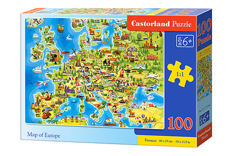 Castorland Map of Europe, 100 stykker, Kart, 6 år