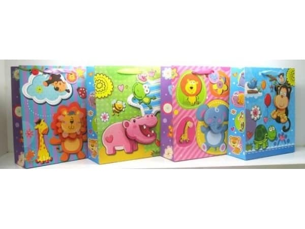 JU-PITER Presentpåse djur 8872B/SD bred botten 26x32x20cm p12, pris per 1 st