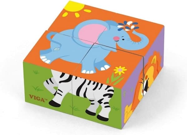 Viga Cubes Puzzle - Zoo (0960, Viga)