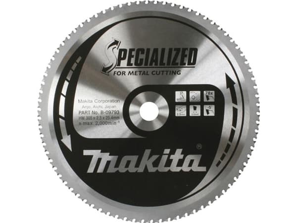 Makita B-09793 T.C.T. sag 305X2.3X25.4mm -5° T78 SPESIALISERT for metallskjæring