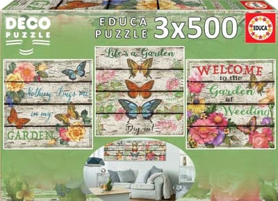 Educa Puzzle 3x500 Flowers and butterflies G3