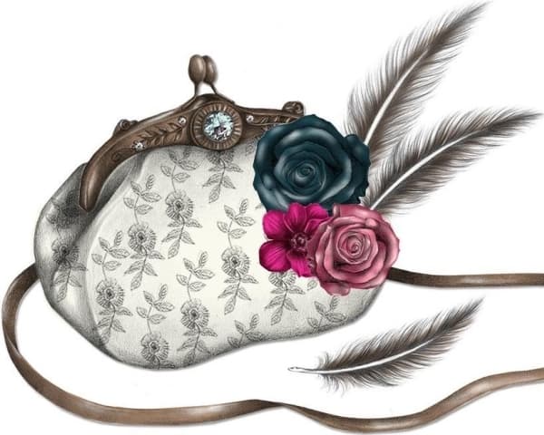 Clear Creation Karnet Swarovski - kwadrat. Torebka pióra
