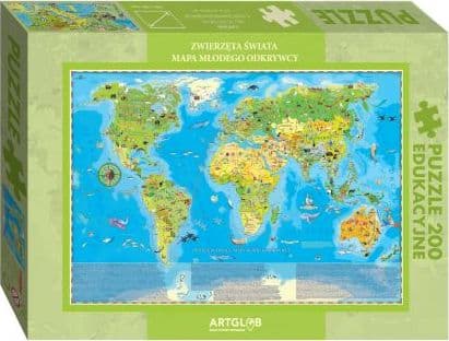 Artglob Puzzle 200 - Maailman eläimet nuorille tutkimusmatkailijoille