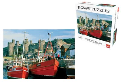Puzzle Quayside at Conway, NW 1000pcs- Fiskebåtar Pussel