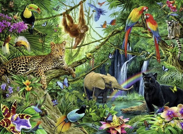 Djur i djungel Pussel 200 bitar Ravensburger