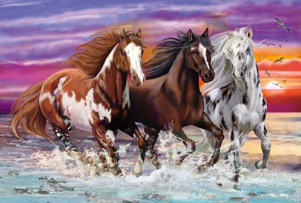 Schmidt Spiele Trio of wild horses, 200 stykker, Dyr, 8 år