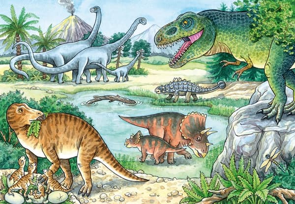 Dinosaurer og deres liv Puslespill 2x24 brikker Ravensburger